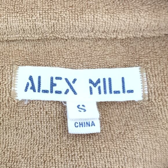 Alex Mill Womens Top Benny Shirt Golden Flax Terry Cloth Button Up Small Retro - Picture 5 of 7